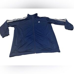 Adidas Track Jacket Mens XL Navy White Zip Up Striped Y2K Casual